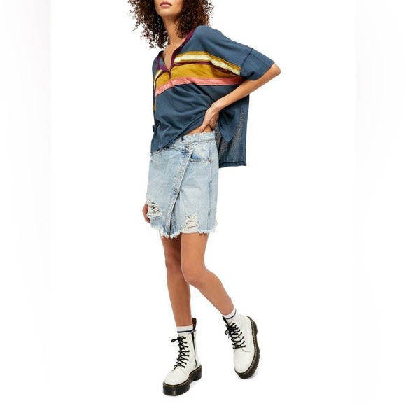 FREE PEOPLE We the Free Parker Wrap Denim Mini Skirt size 31 - Picture 6 of 9